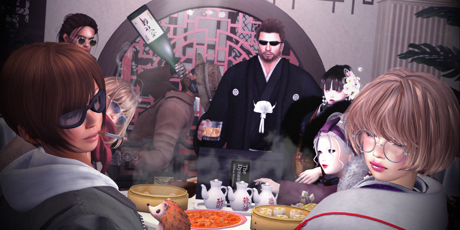 lidé, jídlo, cosplay, restaurace, kimono, boj, čínština, událost, saké, Virtuální, 2017, Nový, dívka, oslava, zábava, krytý, kokos, kostým, rok, druhý život, cheveux, rh, produkt, katat0nik, ssoc, dlab, Likér