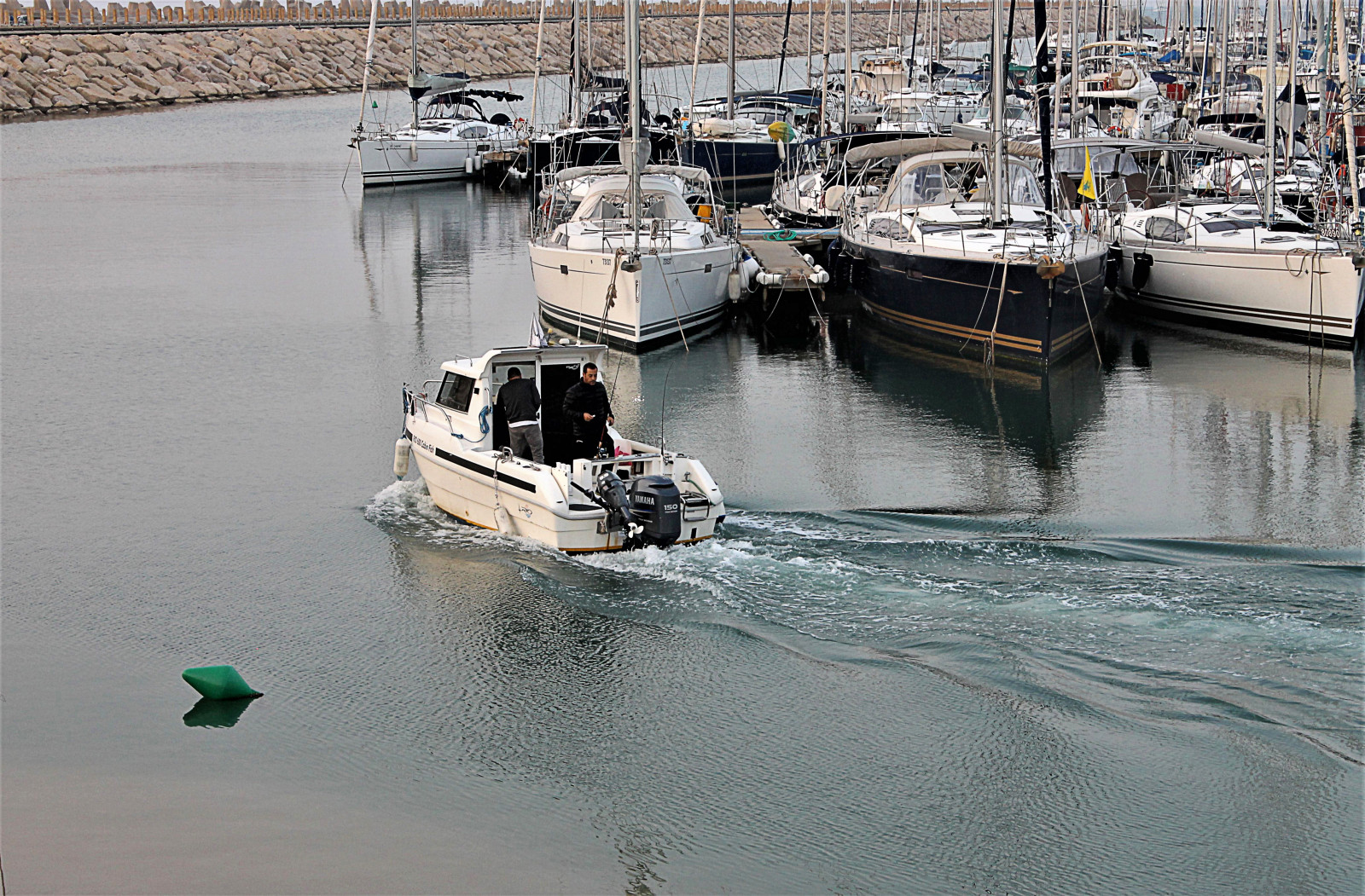 Marina, Herzliya, barca, pesca, Peschereggio, mediterraneo, mare, cavalla, mediterraneo, sera, grigio, nebbioso, barche, pista, Prenotazione di pesca, Nightfishing
