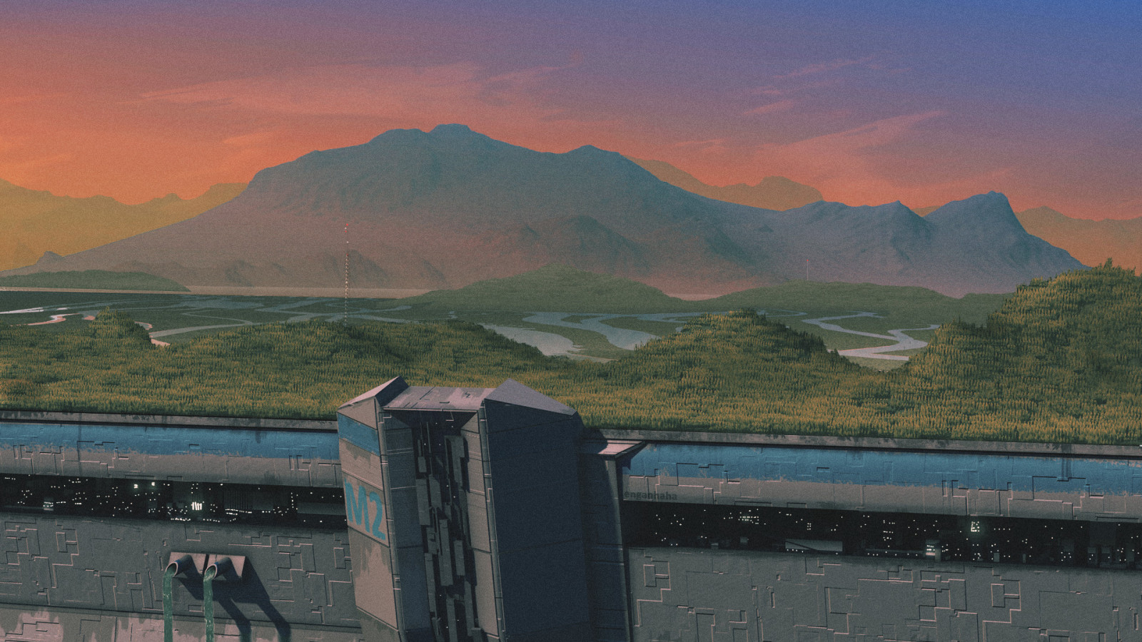 Robin Engstr m, futurista, montañas, presa