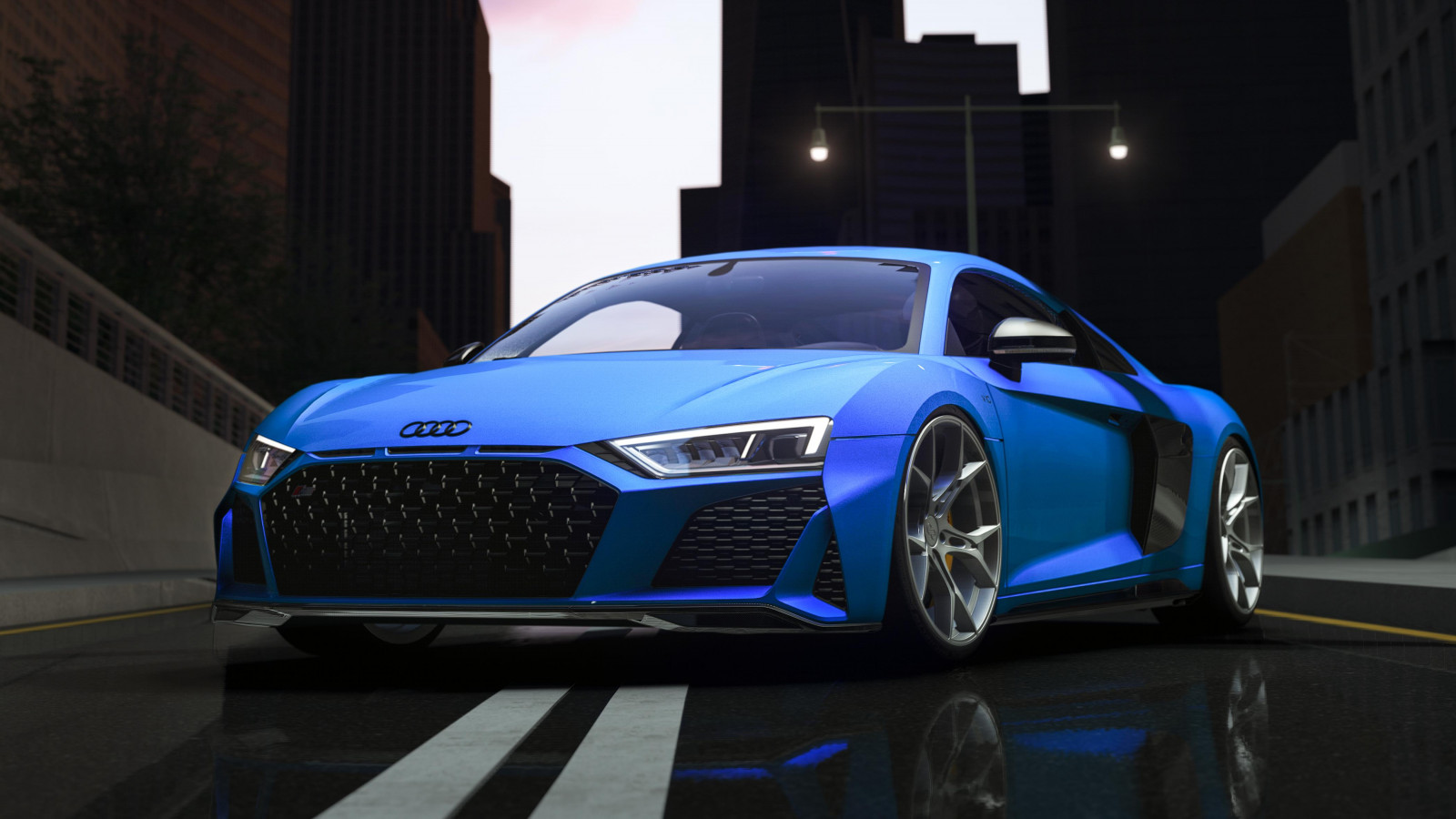 Wallpaper car, Audi, blue cars, road, city 4200x2363 LinuxETC