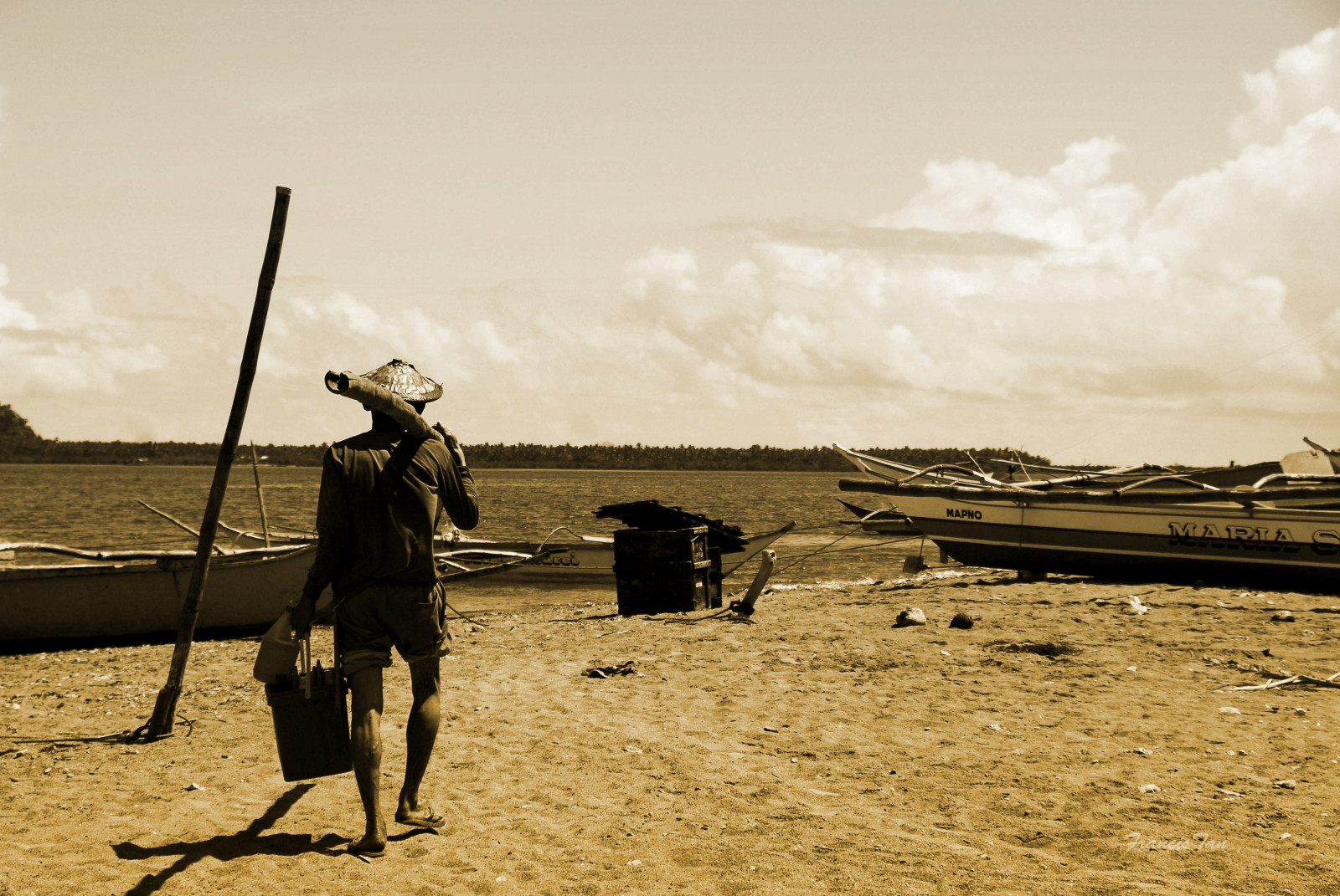 venkovský, práce, loď, rybář, chudý, pobřeží, pobřeží, Fongetz, Francistán, palapagsamar, mapno, Barriofolk