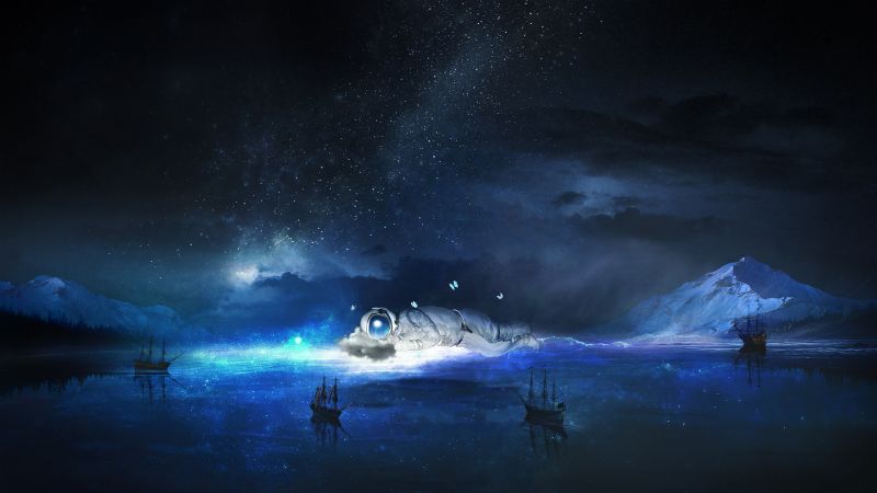 temný, umělecká díla, fantasy umění, astronaut temný, umělecká díla, fantasy umění, astronaut