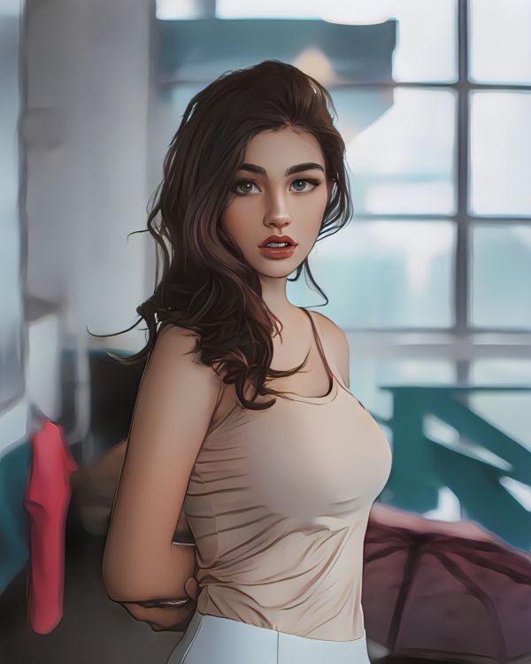 model,bokeh,women,looking at viewer