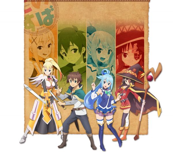 illustration,anime,cartoon,Kono Subarashii Sekai ni Shukufuku wo,Megumin,Aqua KonoSuba