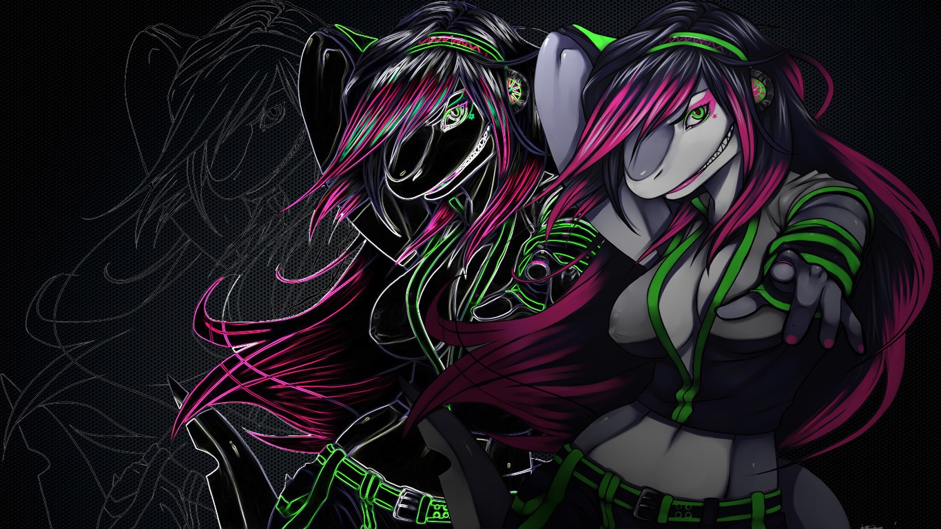 ilustrare, anime, cu blană, anthro, întuneric, tapet de calculator