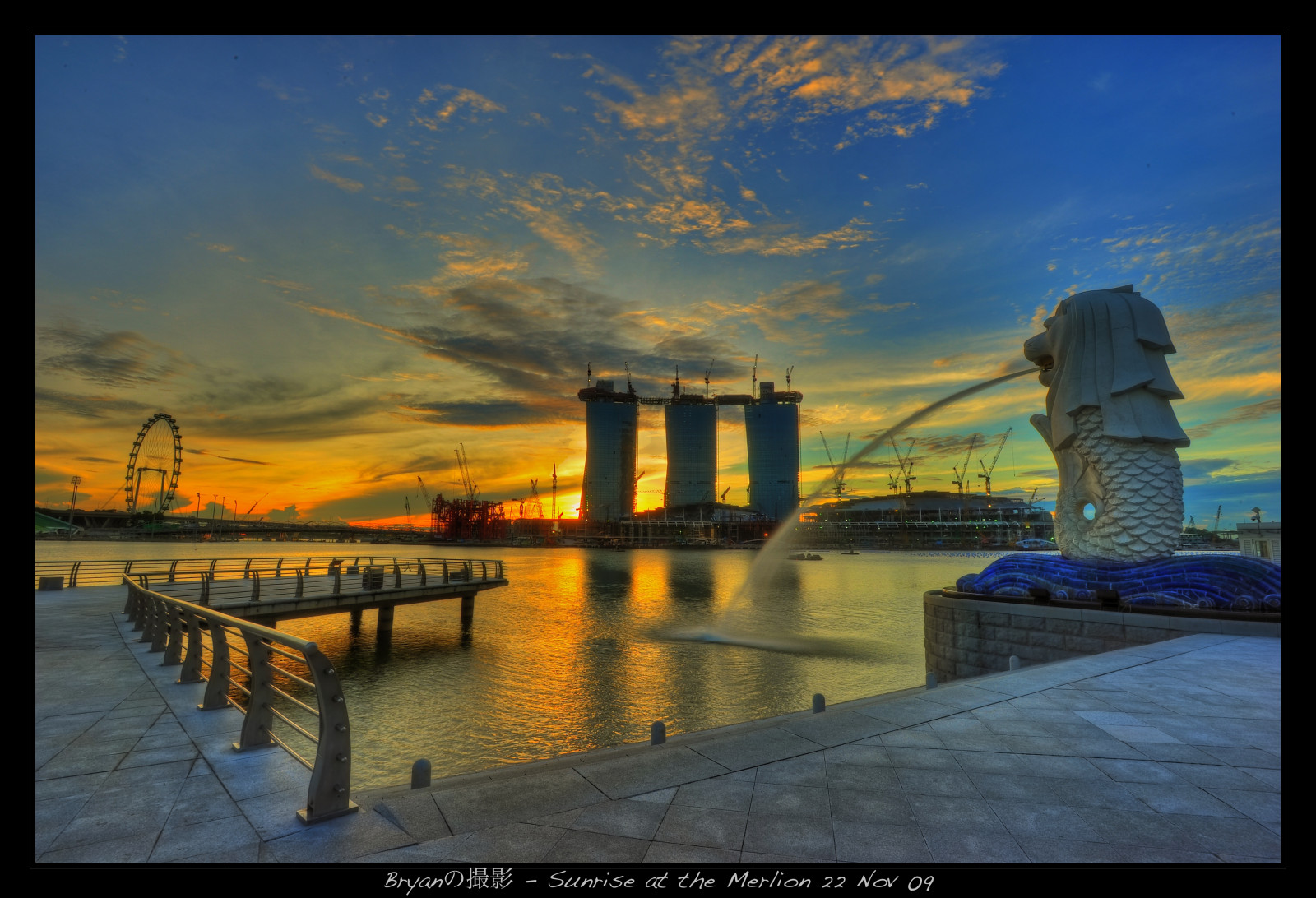 Marina, soluppgång, landskap, gryning, Nikon, vid vinkel, HDR, merlion, onefullerton, 1735mmf28, d700, borderfx