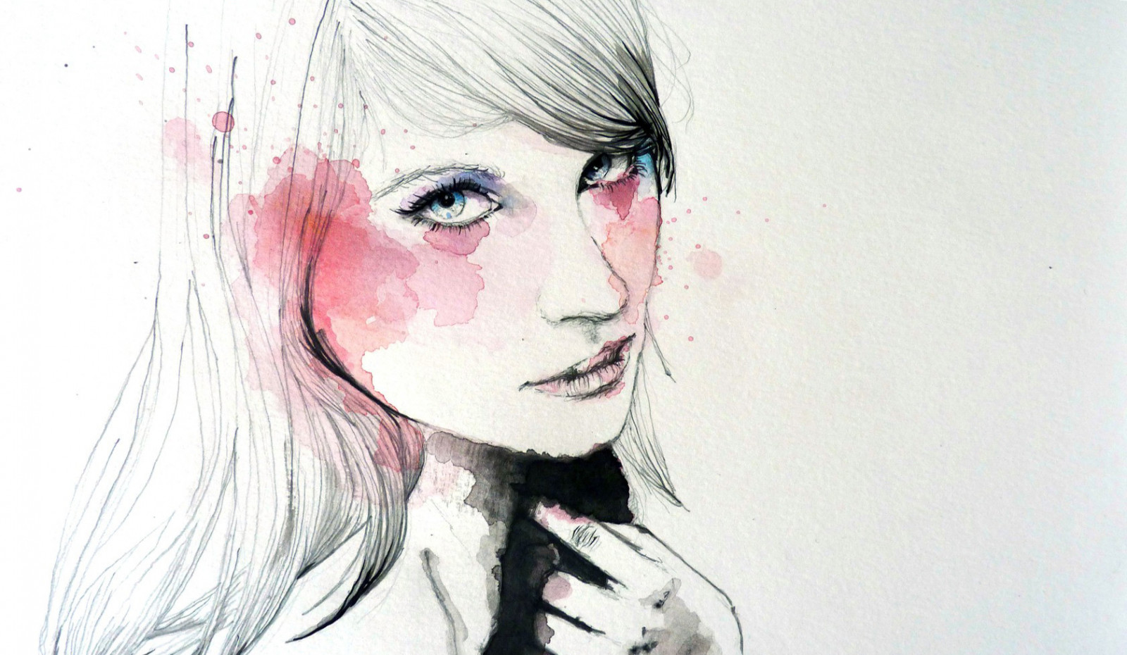 tvář, výkres, malování, ilustrace, portrét, umělecká díla, černé vlasy, pusa, nos, hlava, UMĚNÍ, chladný, dívka, usměj se, oko, malovat, obrazy, design, ret, skica, tvář, ucho, moderní umění, řasa, akrylová barva, módní ilustrační, akvarel barvy, 1680x977 px, Obrázky na ploše, Abstraktní modré vektorové tapety na ploše, Čisté obrázky, Chladné fotografie na obrazovce, Malování uměleckých děl, Malovat tapety, Van gogh obrázky, visual arts