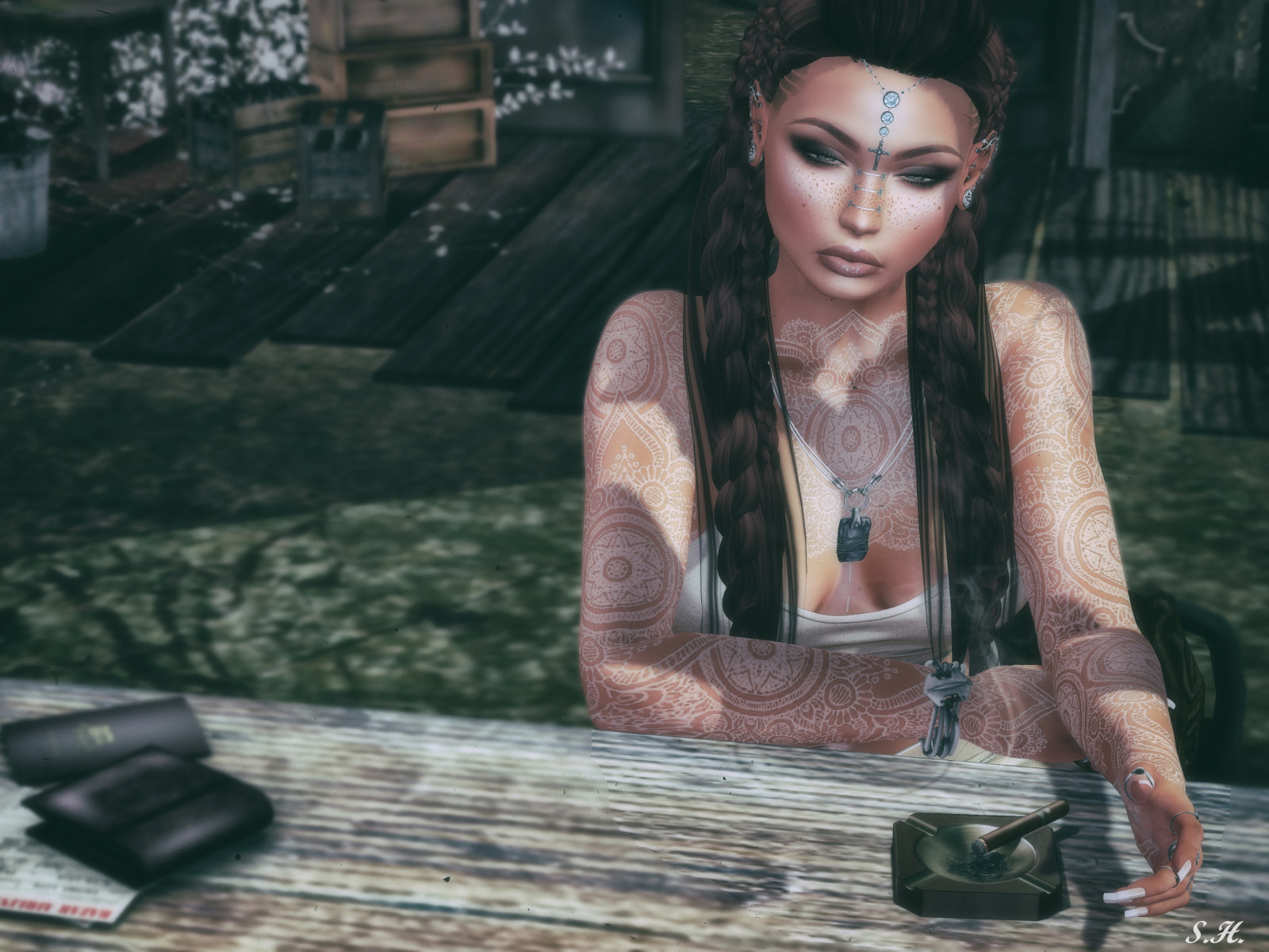 dívka, černé vlasy, Snímek obrazovky, dlouhé vlasy