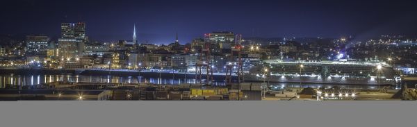 city, cityscape, night, reflection, photography, ship