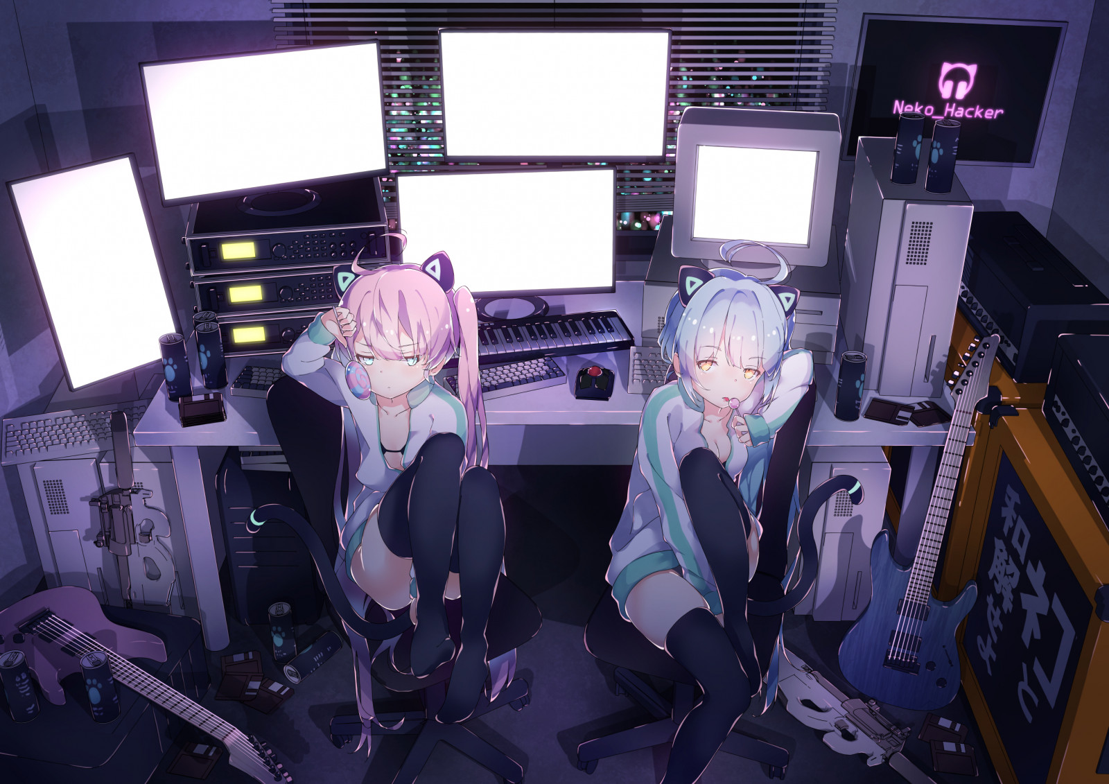 artwork, thigh highs