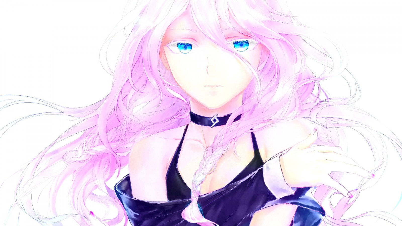 výkres, ilustrace, oči, dlouhé vlasy, anime, anime dívky, umělecká díla, černé vlasy, Vocaloid, Růžové vlasy, IA Vocaloid, skica, mangaka