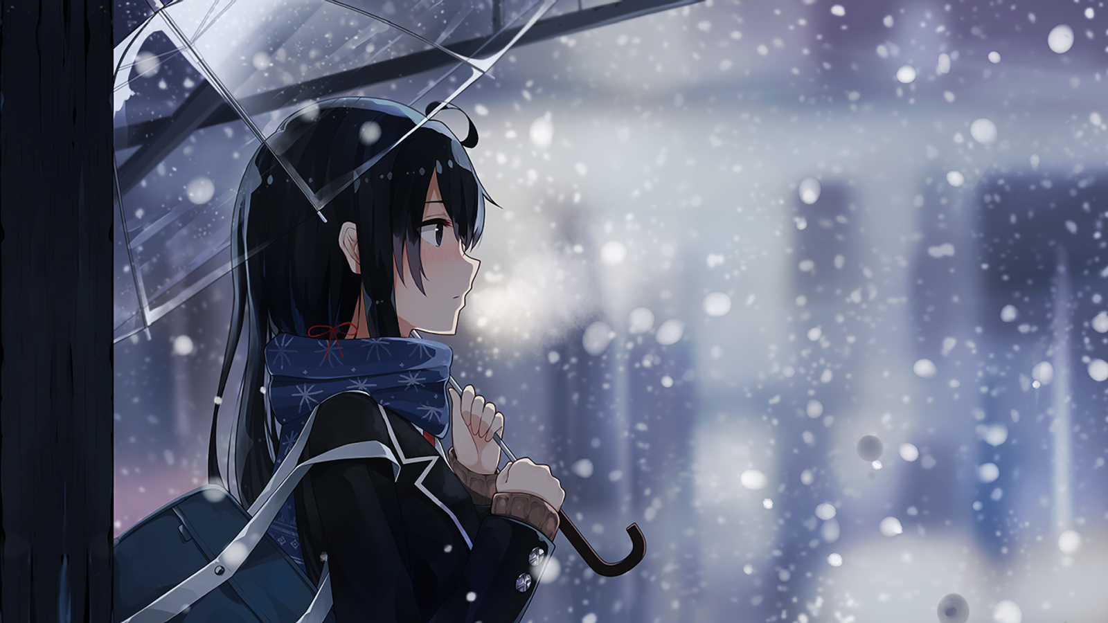 Wallpaper Anime Girls Snow Winter Umbrella Cold Yahari Ore No Seishun Love Comedy Wa 5985