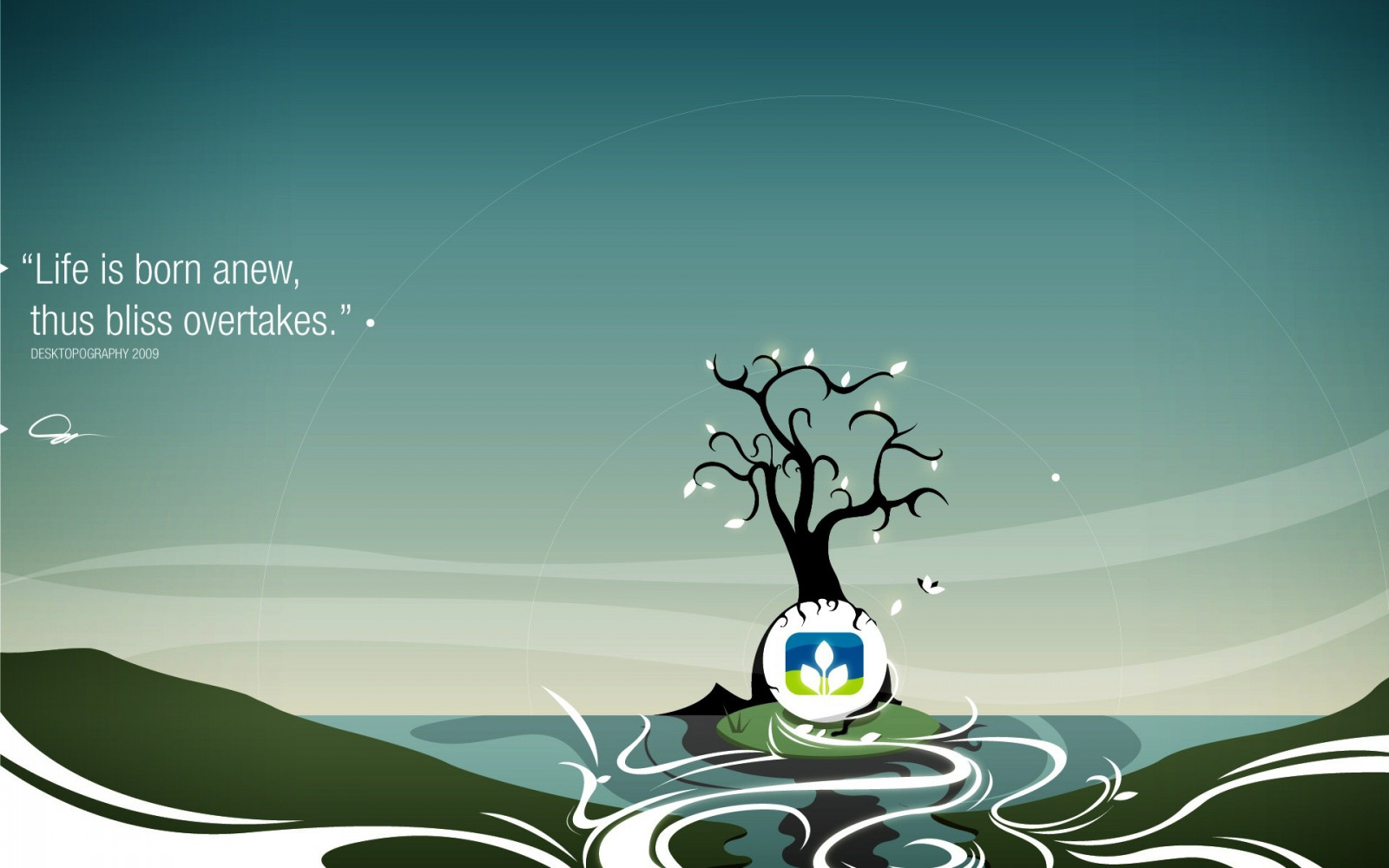 fák, tájkép, ábra, digitális művészet, természet, szöveg, logo, rajzfilm, márka, Desktopography, screenshot, háttérképként