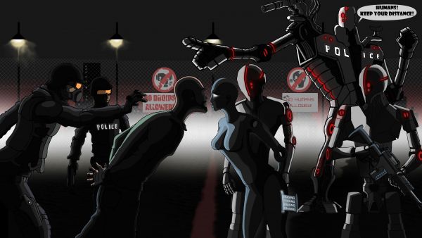 drawing,black,robot,Once Human,man vs drones,screenshot