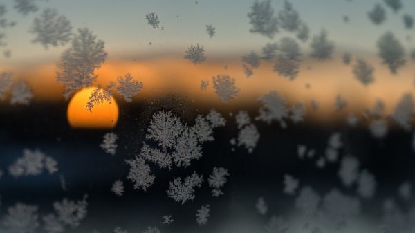 sunset, nature, sunlight, depth of field, sky, snow