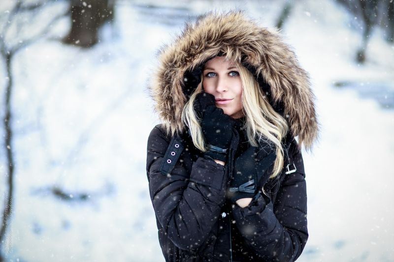 women, model, blonde, looking at viewer, snow, blue eyes women, model, blonde, looking at viewer, snow, blue eyes