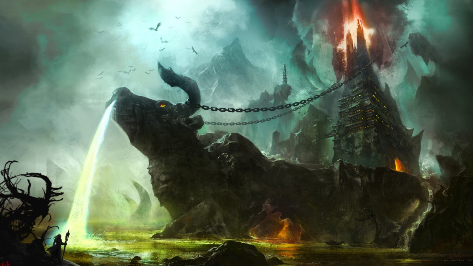 fantasy umenie, mytológie, loď duchov, tma, screenshot, 1920x1080 px, počítač tapeta, vymyslená postava, zvláštne efekty