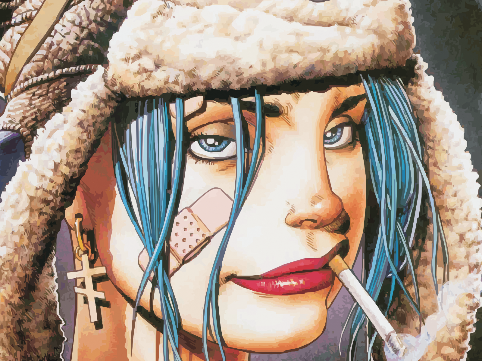 umělecká díla, Tank Girl, ženy, kouření, cigarety