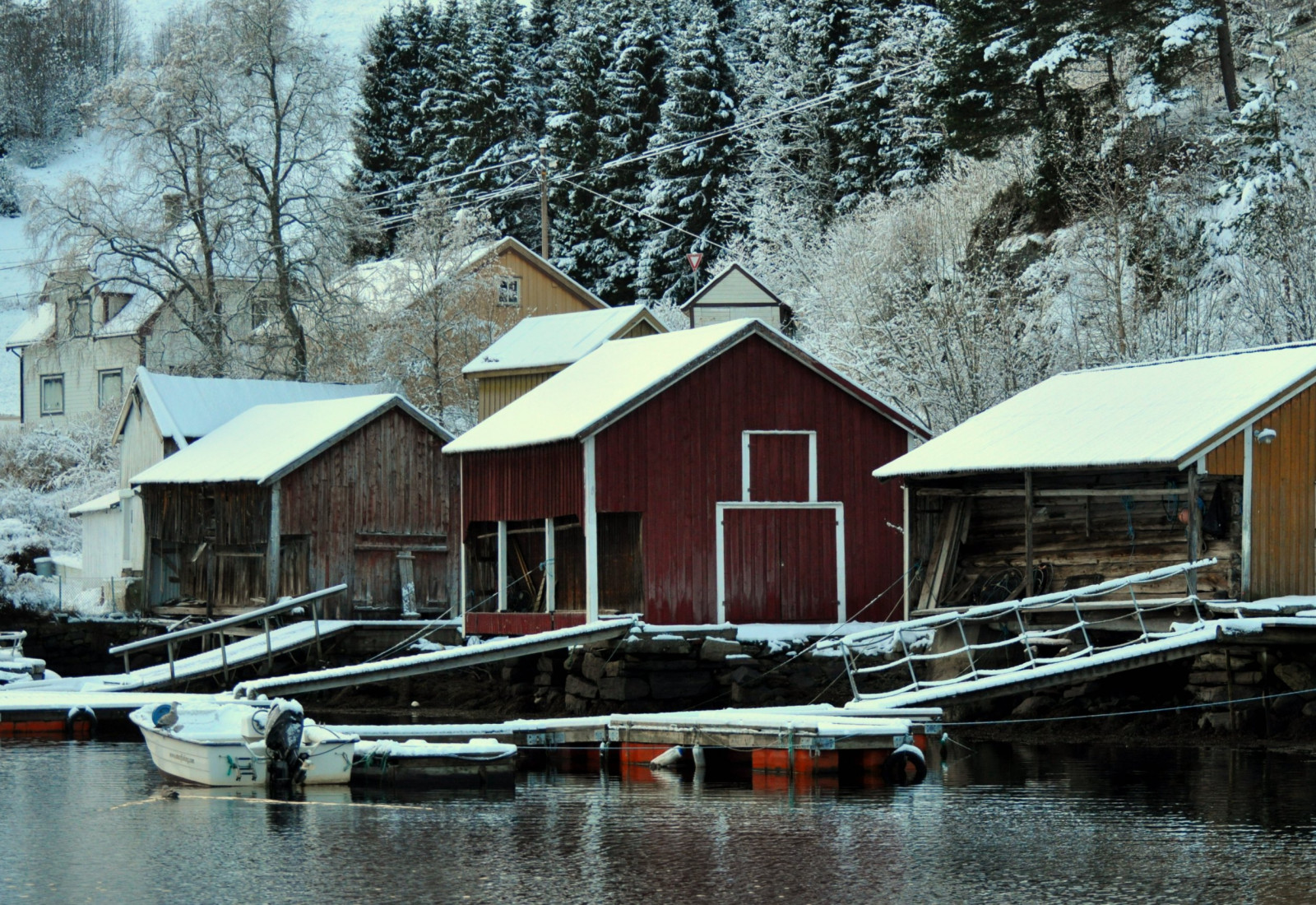 sníh, zima, Dům, Norsko, fjord, chalupa, počasí, sezóna, mygearandme, loděnice, domů, landskap, norge, ystenes, martinystenes, vodní, tr ndelag, midtnorge