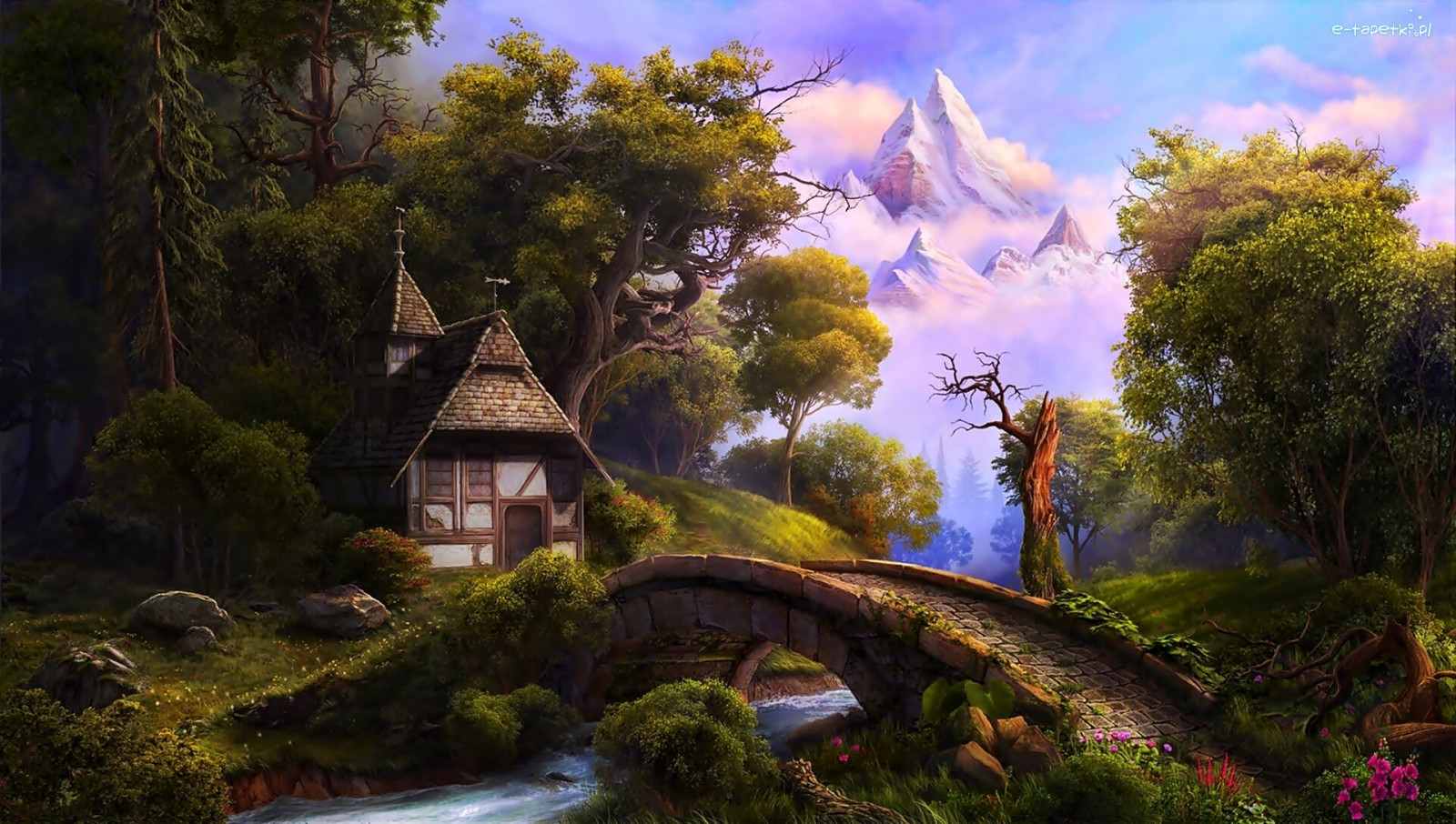 Sky, plante, himmel, bygning, Natural landscape, træ, vegetation, hus, highland, Bank, græs, træ, landskab, maleri, KUNST, Tints and shades, sommerhus, Skov, bagagerum, skov, bakke, akvarel, aften, have, cg artwork, klippe, afspejling, tegning, visual arts, landskabspleje, illustration, video game software, efterår, akrylmaling, turistattraktion, nat, landsby, ejendom, tåge, gamle vækst skov, flod, tag