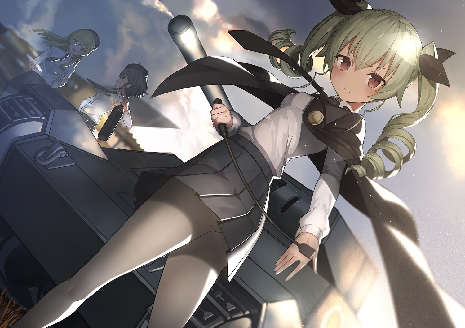 Wallpaper long hair, anime girls, Girls und Panzer, Anchovy Girls und