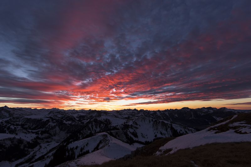 západ slunce, nebe, mraky, svítání, večer, zima západ slunce, nebe, mraky, svítání, večer, zima