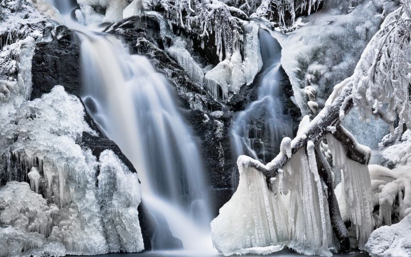 landscape, waterfall, water, rock, nature, snow landscape, waterfall, water, rock, nature, snow