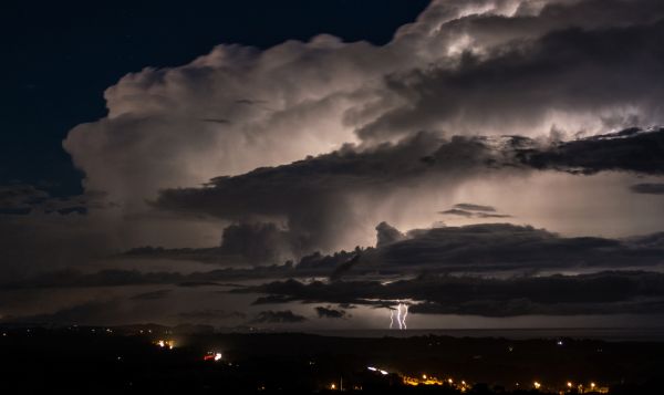 sky,clouds,lightning,storm,evening,coast