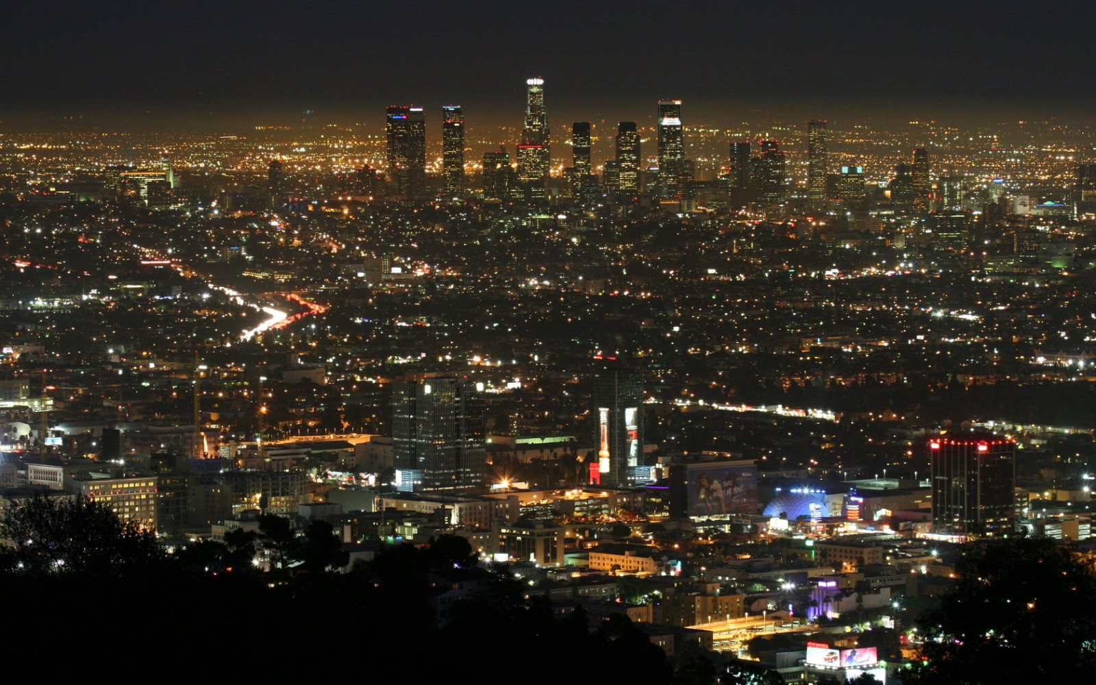 Fondos de pantalla los Angeles, noche, ver, vista superior 1680x1050