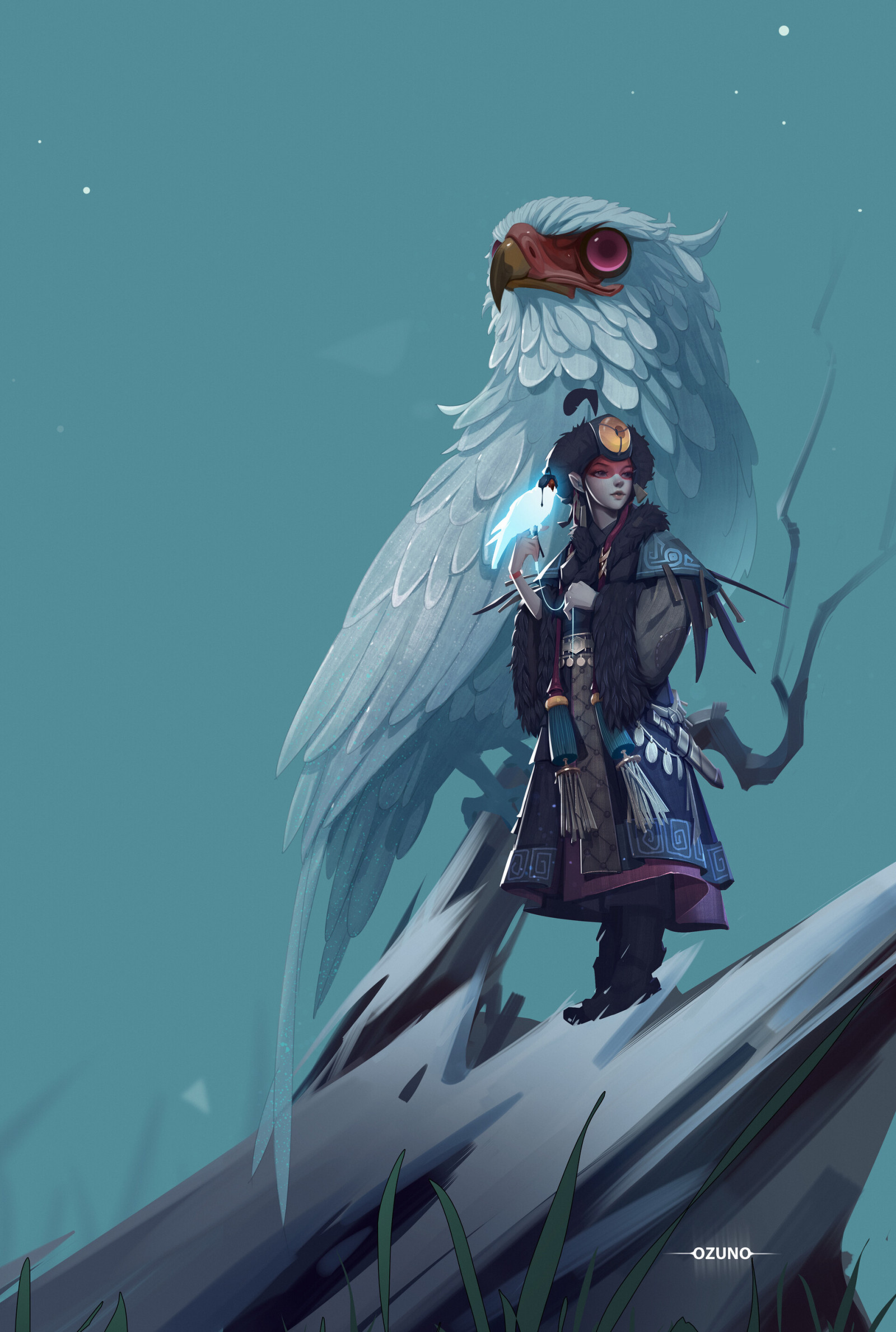 Huy Ozuno, digitální umění, umělecká díla, Mongolové, orel, lovec