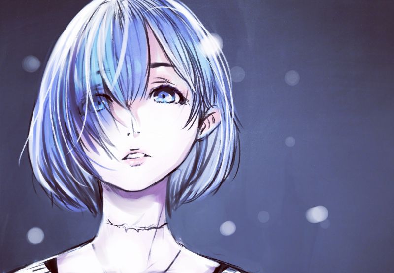 anime, anime dívky, modré vlasy, modré oči, 2D anime, anime dívky, modré vlasy, modré oči, 2D