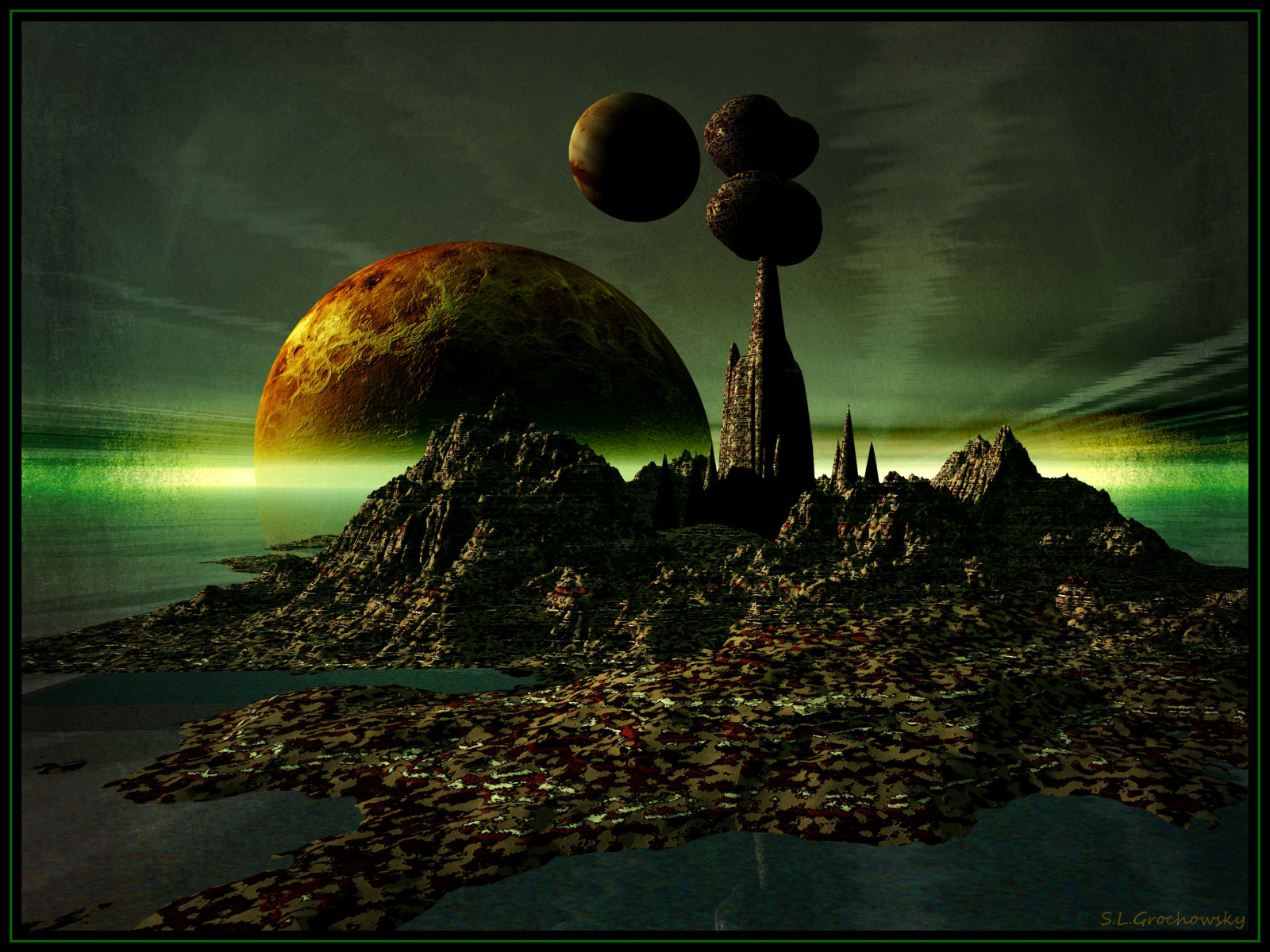 UMĚNÍ, digitální, 3D, Počítač generovaný, prostor, digitální umění, nadreálný, fantazie, computerart, bryce, Spaceart, fantasyart, digitalfantasyart, outragousart, graphicmaster, digitalspaceart