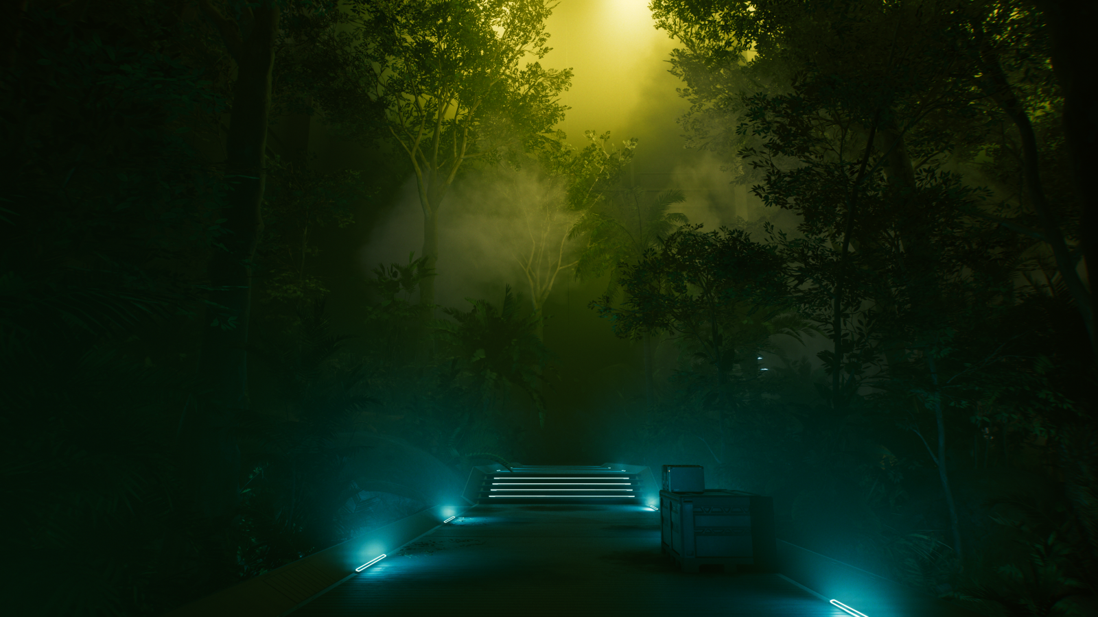 atmosféra, světlo, voda, Příroda, automotive Lighting, žlutý, Natural landscape, rostlina, slunečnímu záření, strom, nebe, atmosférický jev, mlha, tráva, dřevo, krajina, mlha, odlesk objektivu, tma, silnice, People in nature, les, symetrie, petrolejově modrá, půlnoc, noc, zálesí, opar, povrch vozovky, zábava, večer, tunel, džungle, lavice, ilustrace