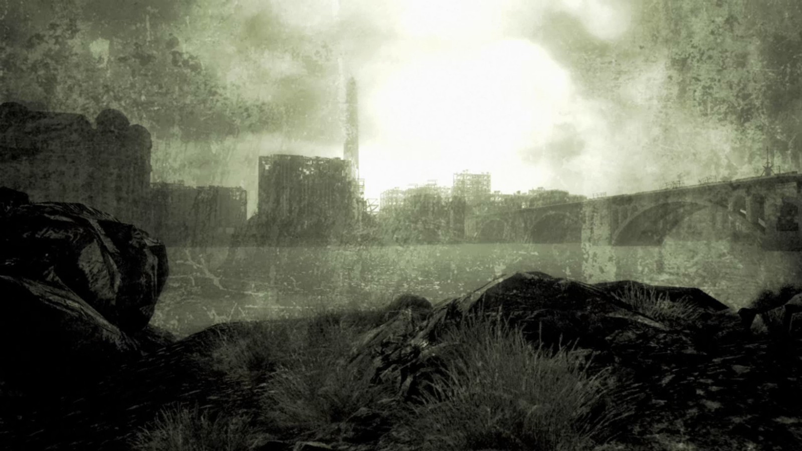 แสงแดด, ป่า, ขาวดำ, งานศิลปะ, เช้า, หมอก, บรรยากาศ, Fallout, Fallout 3, ความมืด, ภาพหน้าจอ, ปรากฏการณ์บรรยากาศ, วอลล์เปเปอร์คอมพิวเตอร์, ดำและขาว, ถ่ายภาพขาวดำ