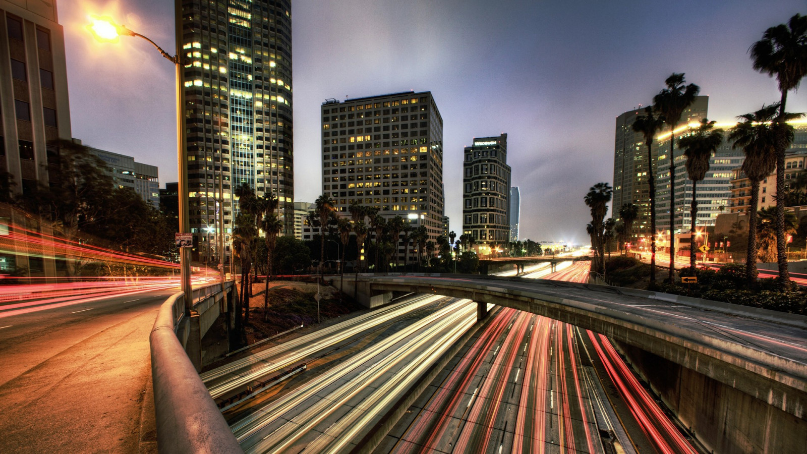 luci, città, paesaggio urbano, notte, costruzione, strada, l'esposizione a lungo, orizzonte, grattacielo, sera, ponte, HDR, Los Angeles, traffico, crepuscolo, cavalcavia, trasporto, metropoli, centro, traccia, area urbana, area metropolitana, insediamento umano, trasporto pubblico