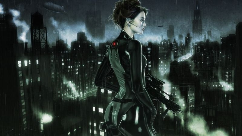 černobílý, fantasy umění, půlnoc, tma, Snímek obrazovky, 1920x1080 px