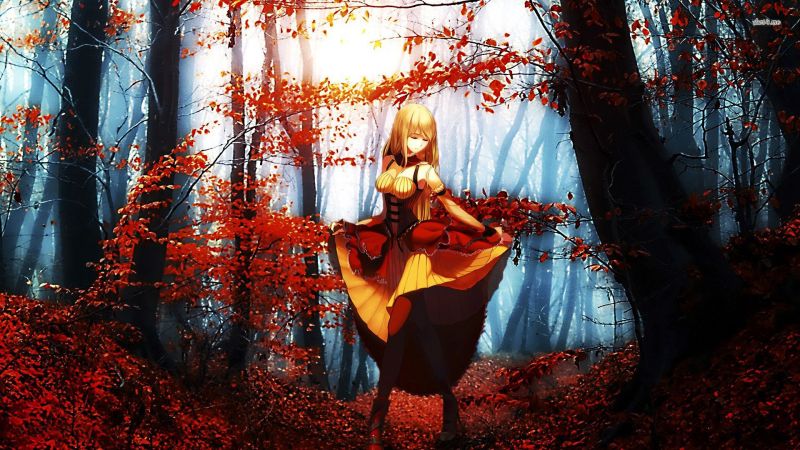 Anime cô gái, Mùa thu, rừng, vàng, Anime, trang phục Anime cô gái, Mùa thu, rừng, vàng, Anime, trang phục
