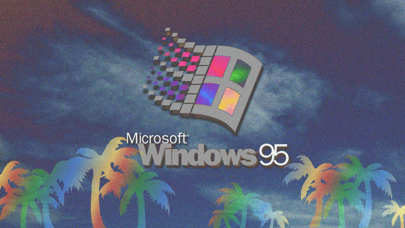 ilustrace, palmy, Microsoft Windows, vaporwave, Windows 95, nástěnná malba, UMĚNÍ, Snímek obrazovky