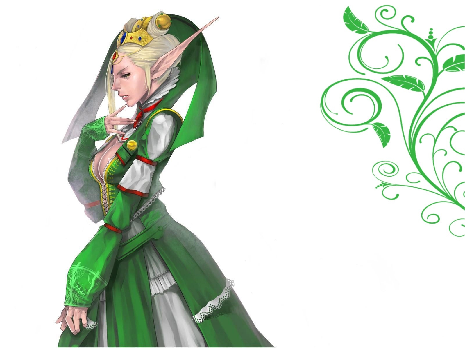menina, duende, orelhas, padronizar, vestir