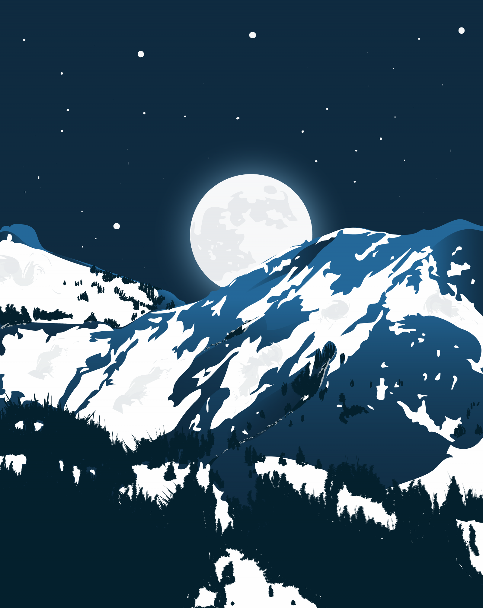 atmosféra, Měsíc, přírodní prostředí, svět, astronomický objekt, atmosférický jev, sníh, Natural landscape, sklon, hora, font, prostor, měsíční svit, půlnoc, UMĚNÍ, událost, tma, Věda, nebe, nebeská událost, petrolejově modrá, astronomie, stock photography, noc, ilustrace, krajina, kruh, monochromatické fotografování, malování, pohoří, černobílý, zima, vesmír, ledová landform, planeta, symbol, ledová čepička, vesmír