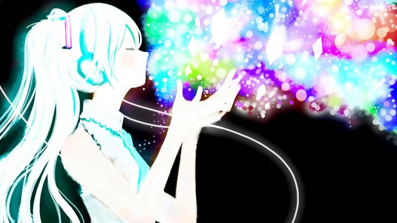 ilustrace, dlouhé vlasy, anime, anime dívky, Vocaloid, zavřenýma očima