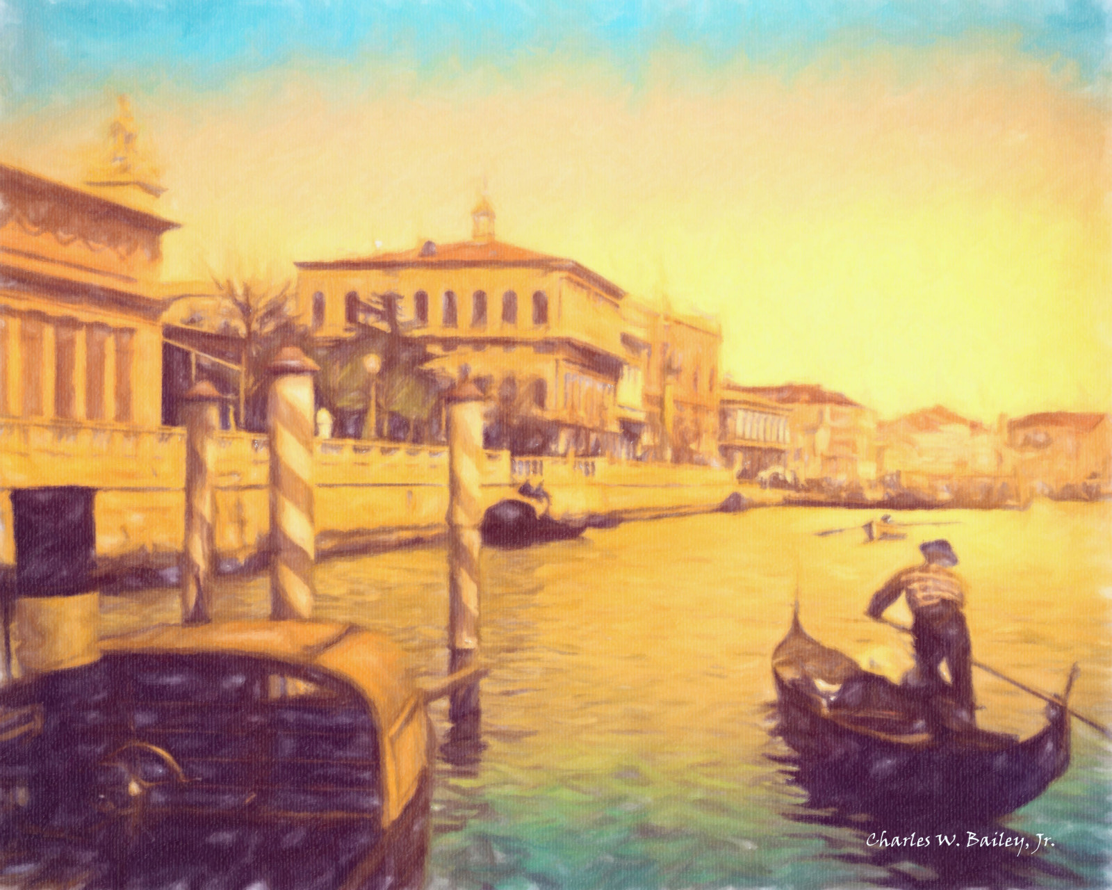 výkres, malování, Photoshop, Itálie, Benátky, vozidlo, večer, Evropa, pastel, UMĚNÍ, Topas, digitální umění, photomanipulation, topazimpression, Alienskin, alienskinexposure, digitalartist, charleswbaileyjr, moderní umění, gondola, akvarel barvy, impresionista, topazdetail, topazlenseffects, alienskinsnapart, topazclarity, sanpolo, bacinodisanmarco