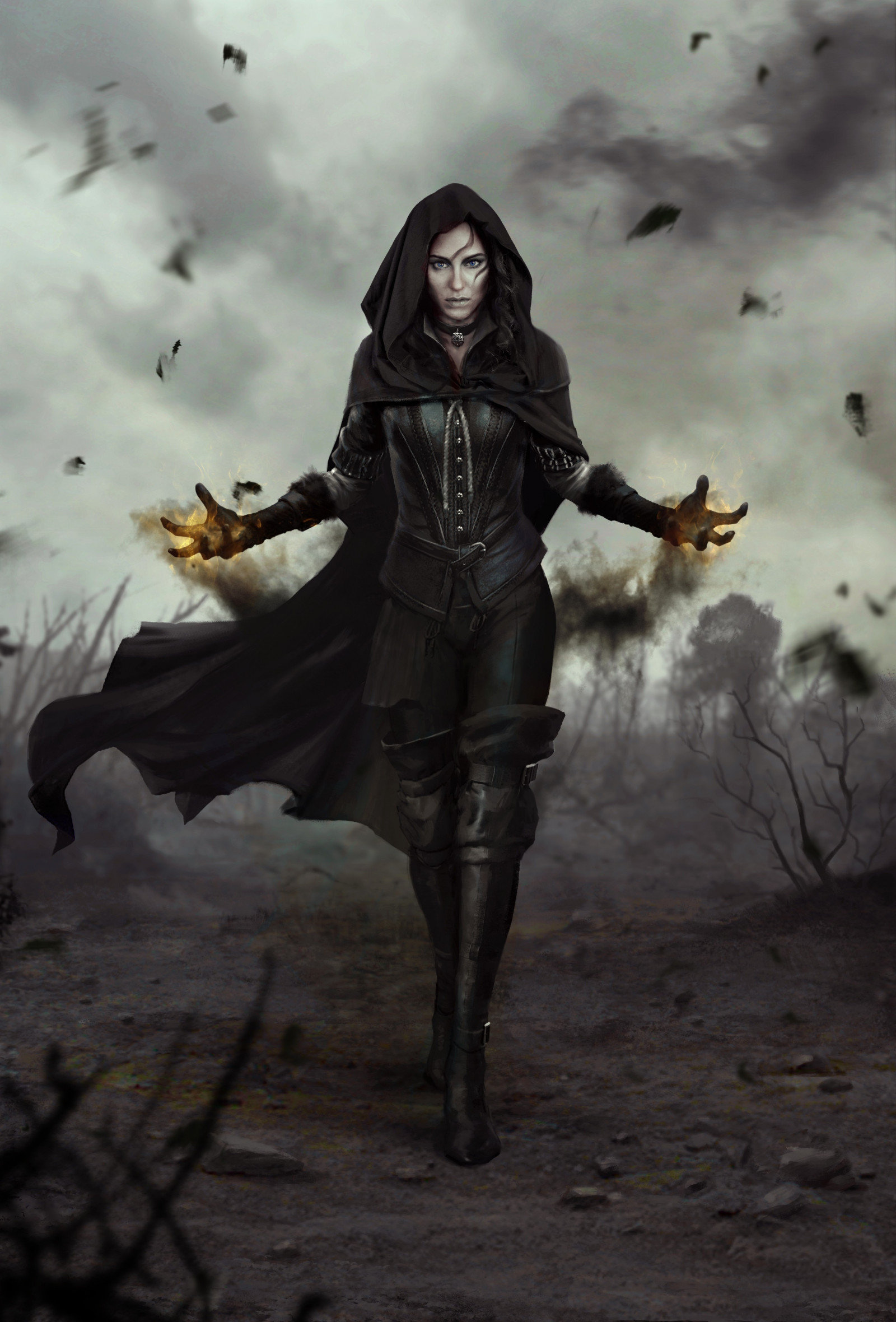 The Witcher, mythology, Yennefer of Vengerberg, darkness, screenshot, fictional character, 3389x5000 px