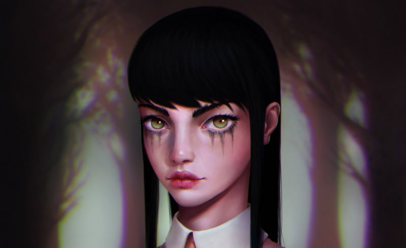 ženy, model, portrét, fantasy umění, anime, Černá ženy, model, portrét, fantasy umění, anime, Černá