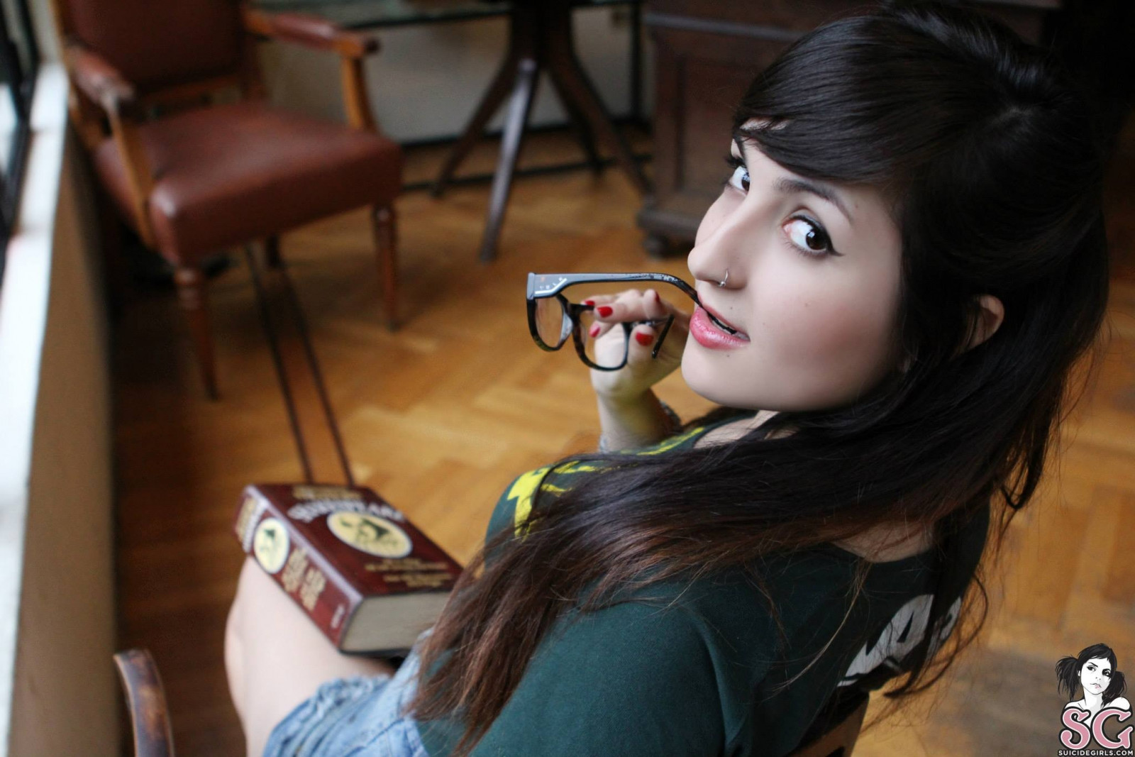 model, brýle, tetování, suicidegirls, kůže, dívka, oko