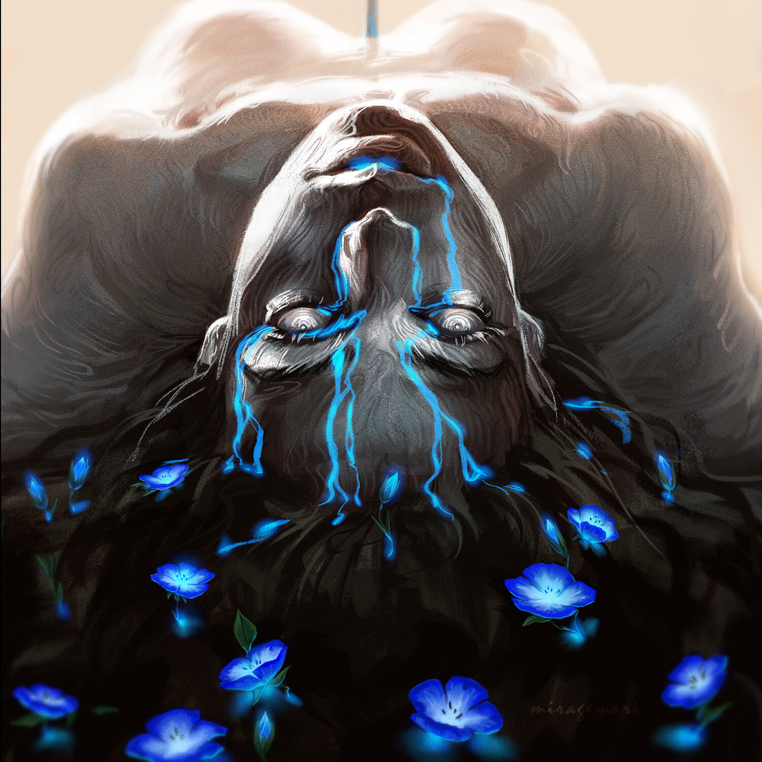 Mariia Solianyk, ženy, květiny, kapalina, digitální umění, řeřavý