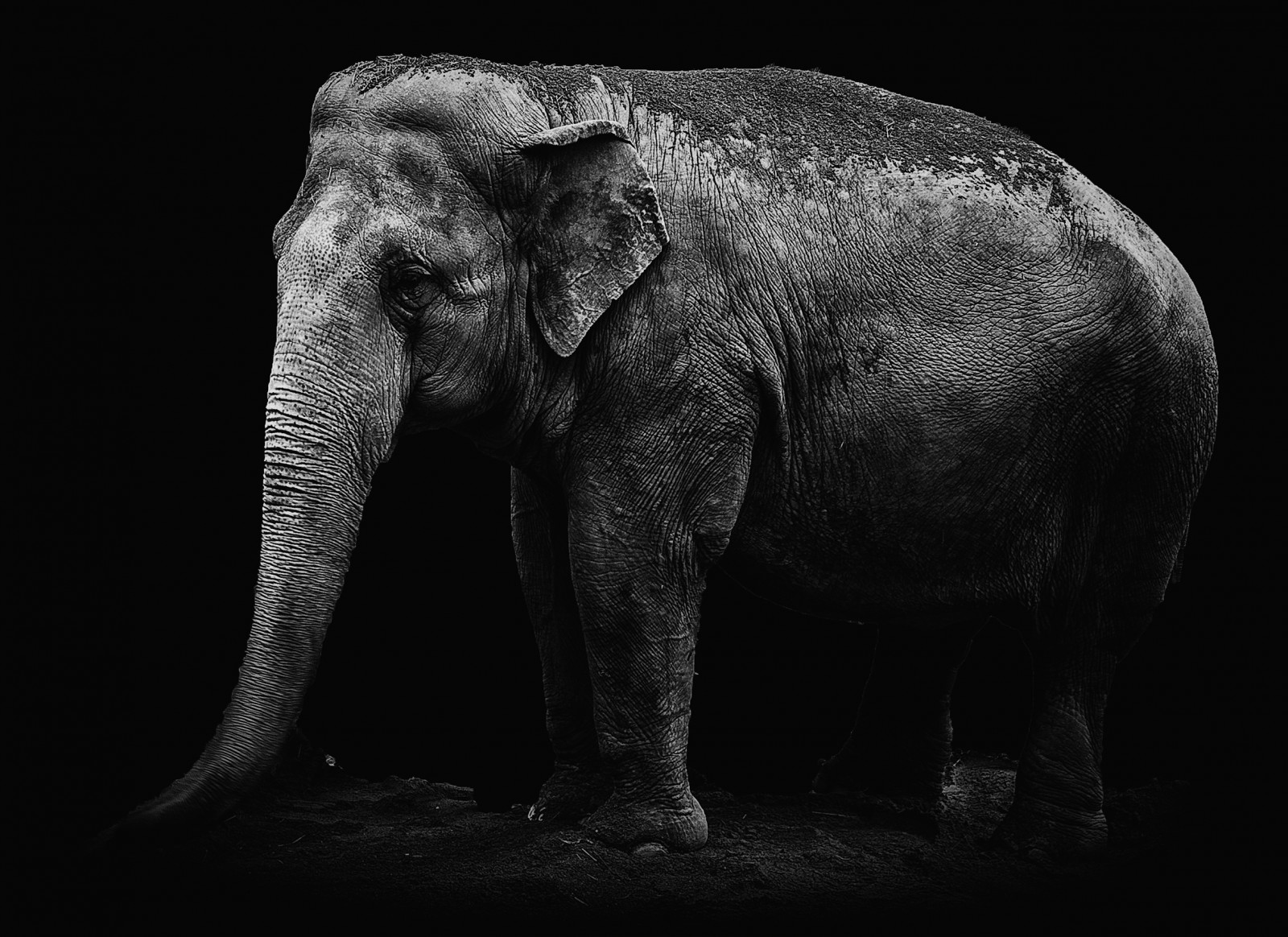 slon, elefante, monocromo