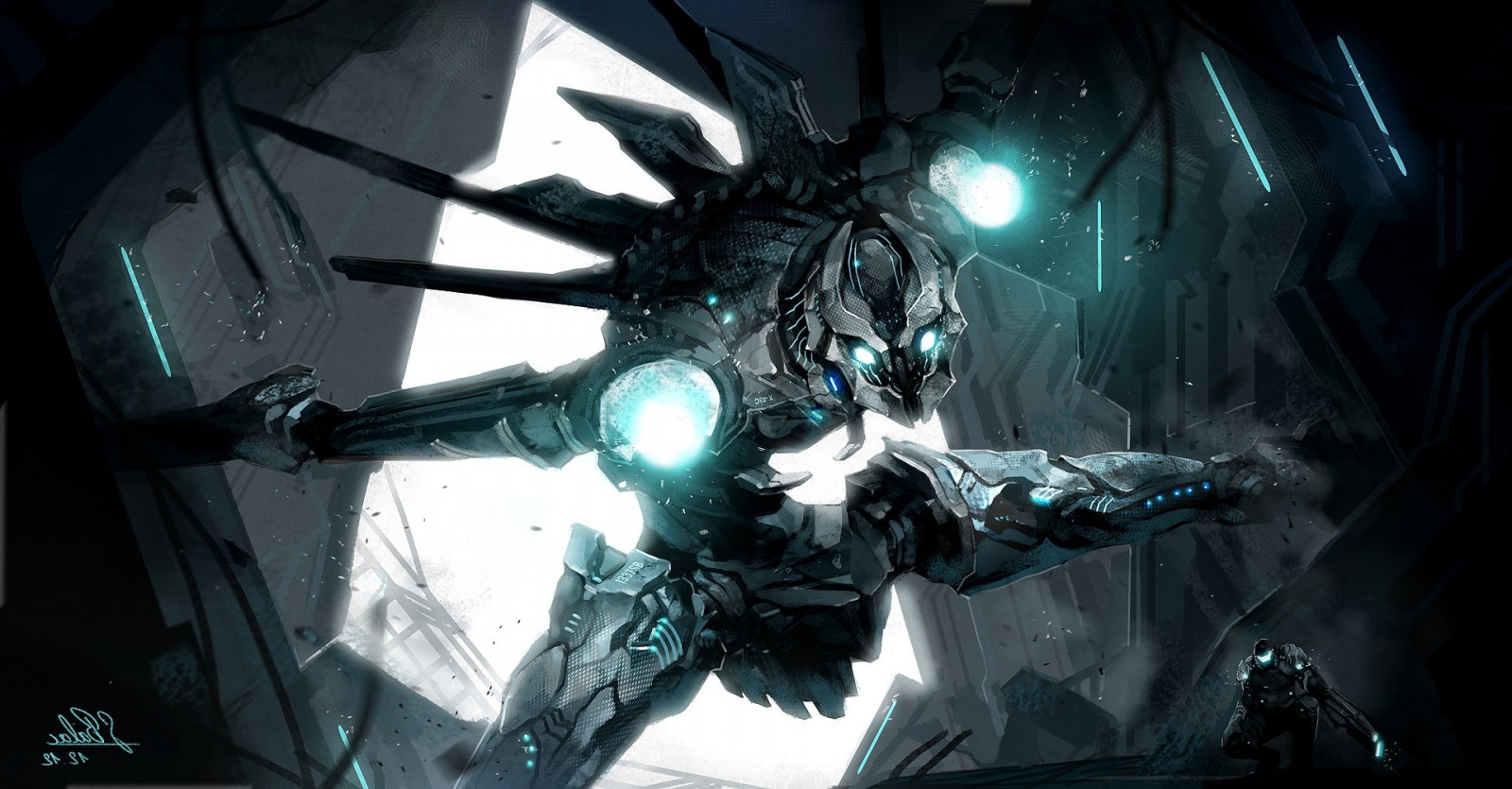 1920x1002 px, kunstverk, cyborg, digital kunst, fantasy art, futuristiske
