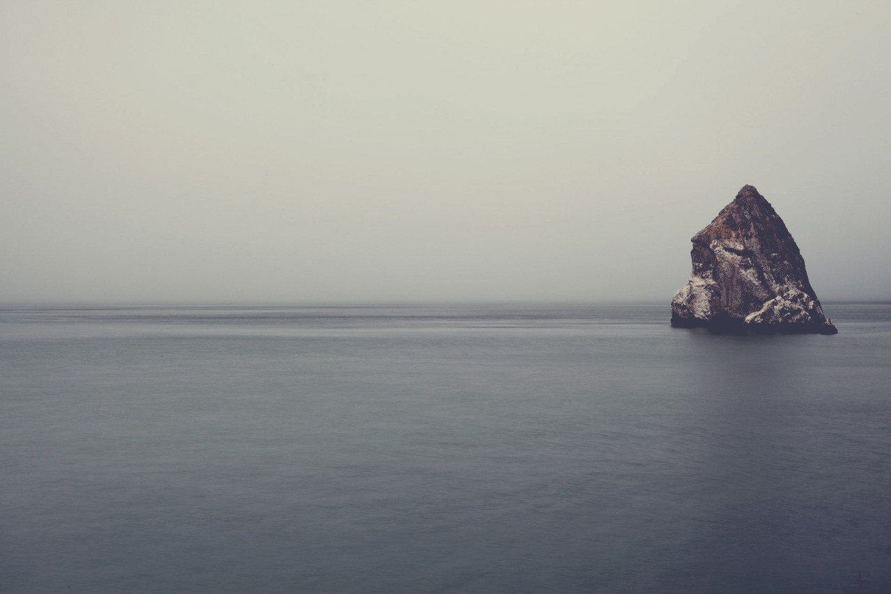 mer, eau, Roche, ciel, calme, brouillard, côte, horizon, océan, 1280x853 px, coastal and oceanic landforms