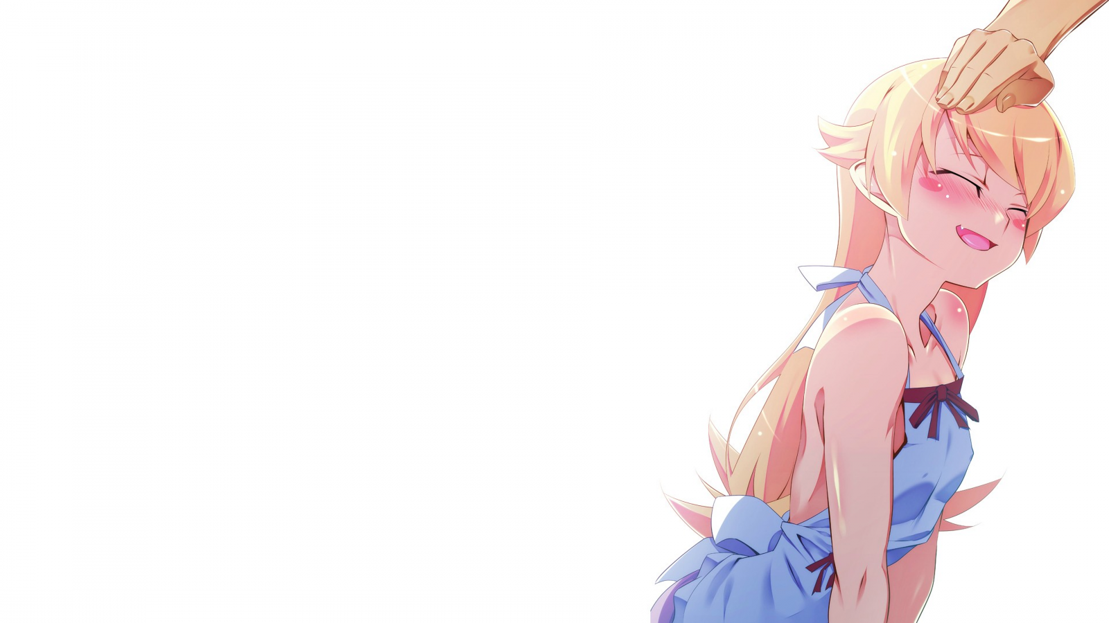 blondýnka, dlouhé vlasy, Monogatari Series, anime, anime dívky, Oshino Shinobu, kreslená pohádka, oblečení, ruka, prst, kostým, smysl, paže, figurka